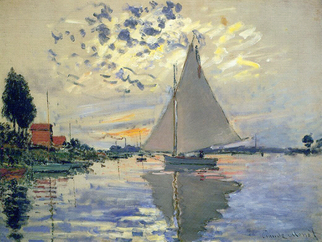 Claude Monet, Sailboat at Le Petit-Gennevilliers